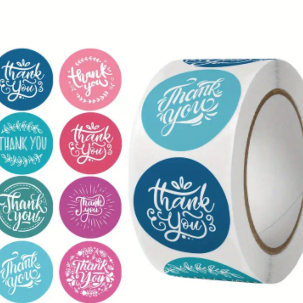 Roll of 500 1 Inch Thank you Stickers